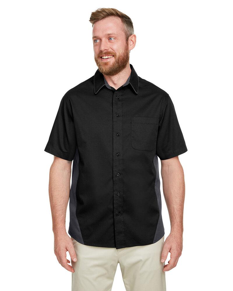 Harriton M586T - Men's Tall Flash IL Colorblock Short Sleeve Shirt  - Black/Snry Yllw