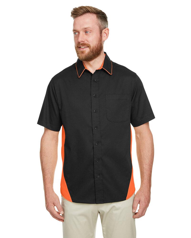 Harriton M586T - Men's Tall Flash IL Colorblock Short Sleeve Shirt  - Black/Snry Yllw
