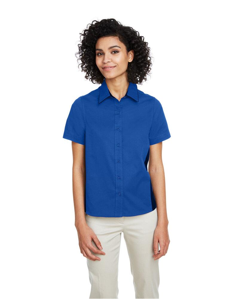 Harriton M586W - Ladies Flash IL Colorblock Short Sleeve Shirt  - Black/Snry Yllw