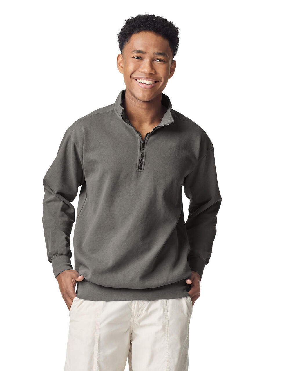 Garment-Dyed Quarter Zip Sweatshirt