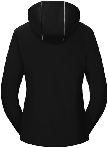 Pursky Women's Softshell Jacket Lightweight Fleece Lined Rain Jacket Waterproof Warm Windbreaker Coat With Removable Hood