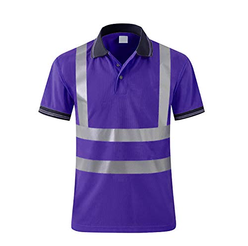 SMASYS Safety Polo Shirt High Visibility - Reflective Shirt Short Sleeve ANSI Standards Construction Work Wear for Men and Women (Purple, S)