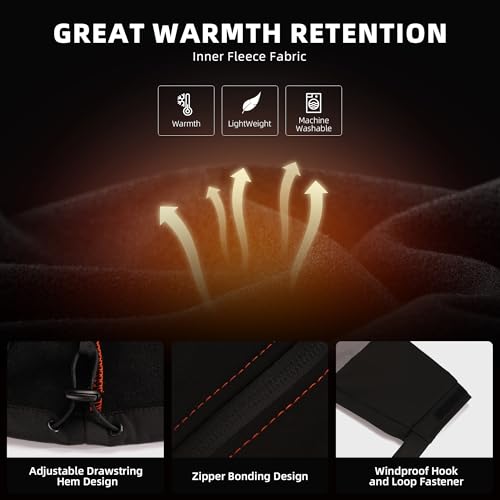 SHORFUNE High Visibility Softshell Waterproof Safety Jacket for Men, Class 3 Reflective Work Jackets with Pockets, Detachable Hood and Sleeves &Black Bottom, XL, Orange