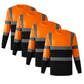4 Pcs Safety High Visibility Tshirt Reflective Strips Hi Vis Long Sleeve Construction Work Shirts for Men with Pocket
