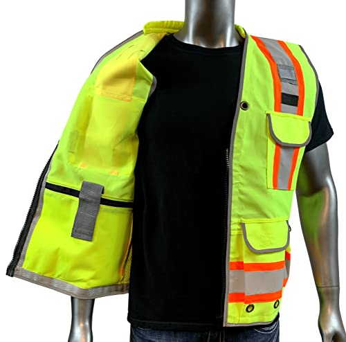 A Reflective Safety Vest For men Class 2 Heavy Woven Two Tone Engineer Hi Viz Safety Vest 3M Tape