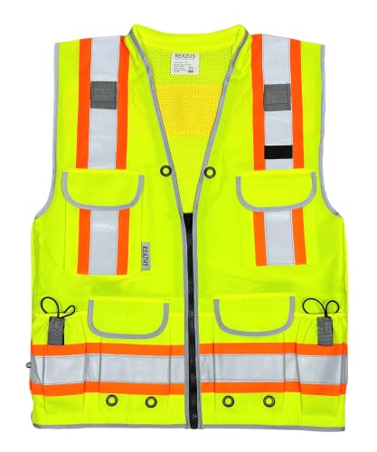 A Reflective Safety Vest For men Class 2 Heavy Woven Two Tone Engineer Hi Viz Safety Vest 3M Tape
