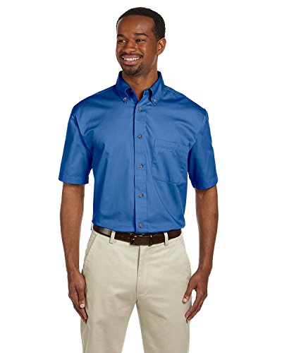 M500S Men's Easy Blend™ Short-Sleeve Twill Shirt with Stain-Release French Blue