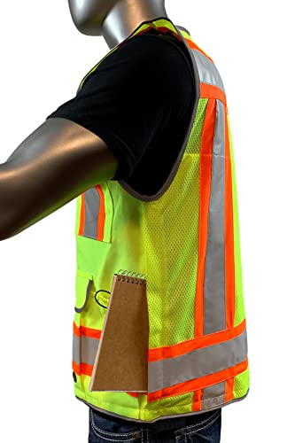 A Reflective Safety Vest For men Class 2 Heavy Woven Two Tone Engineer Hi Viz Safety Vest 3M Tape