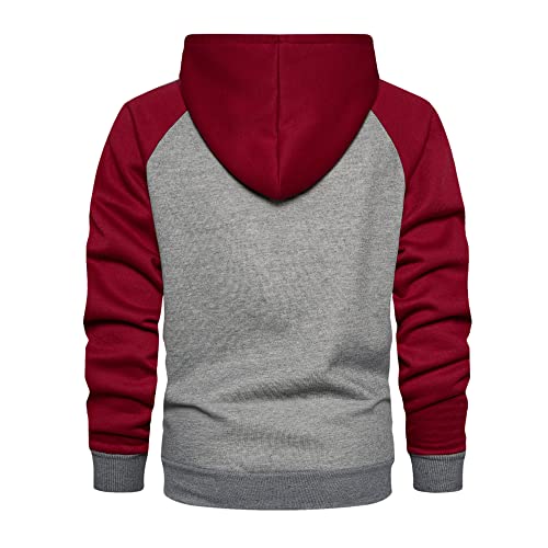 AOTORR Men's Zip Up Hoodie Color Block Long Sleeve Casual Sweatshirt with Pocket