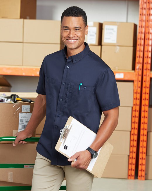 Harriton M585 - Men's Advantage IL Short-Sleeve Work Shirt  - Black