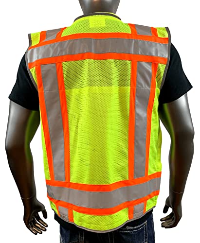 A Reflective Safety Vest For men Class 2 Heavy Woven Two Tone Engineer Hi Viz Safety Vest 3M Tape