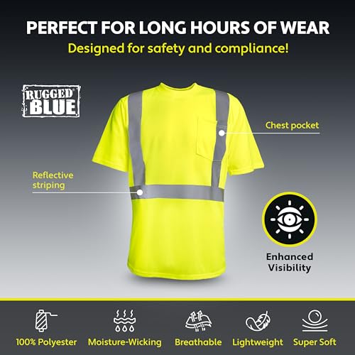 High-Vis Type R Class 2 Wicking T-Shirt - Small | Short Sleeve | High Vis Yellow | ANSI Certified Safety Shirts | 100% Polyester, Moisture-Wicking, Reflective Stripes