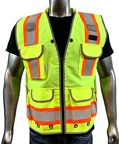 A Reflective Safety Vest For men Class 2 Heavy Woven Two Tone Engineer Hi Viz Safety Vest 3M Tape