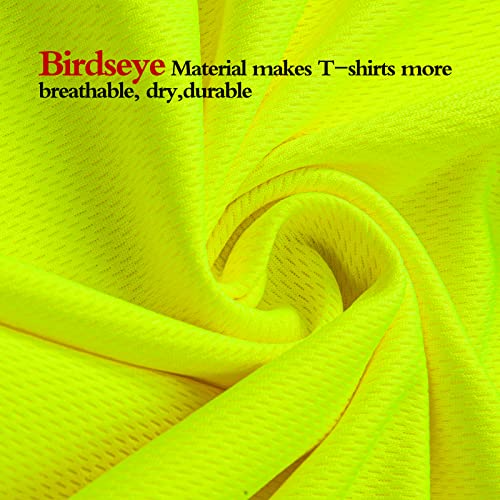 High Visibility Shirts Quick Dry Safety T Shirts with Reflective Strips and Pocket Short Sleeve Mesh Hi Vis Construction Work Class 2 Shirt for Men/Women Lime,XL