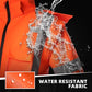SHORFUNE High Visibility Softshell Waterproof Safety Jacket for Men, Class 3 Reflective Work Jackets with Pockets, Detachable Hood and Sleeves &Black Bottom, XL, Orange
