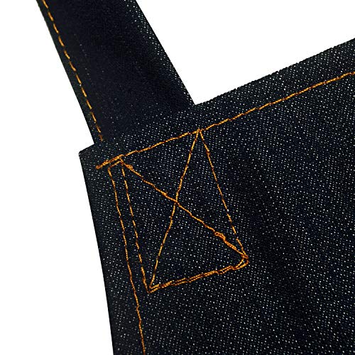 Black Denim Aprons for Men/Women with Pockets Tool Apron Waterproof Adjustable Canvas Apron Lightweight Kitchen Apron Work Apron