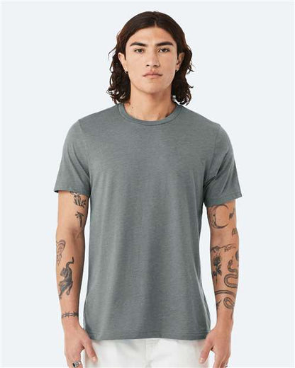 BELLA + CANVAS 3001CVC in Heather Blue Storm