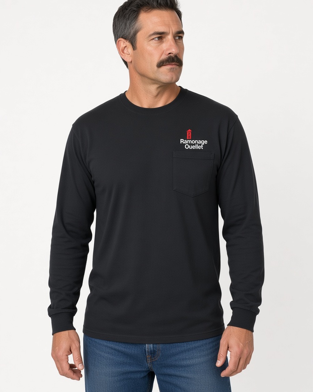 T-shirt à manches longues avec poche Ultra Cotton Gildan 2410 (unisexe) — Black
