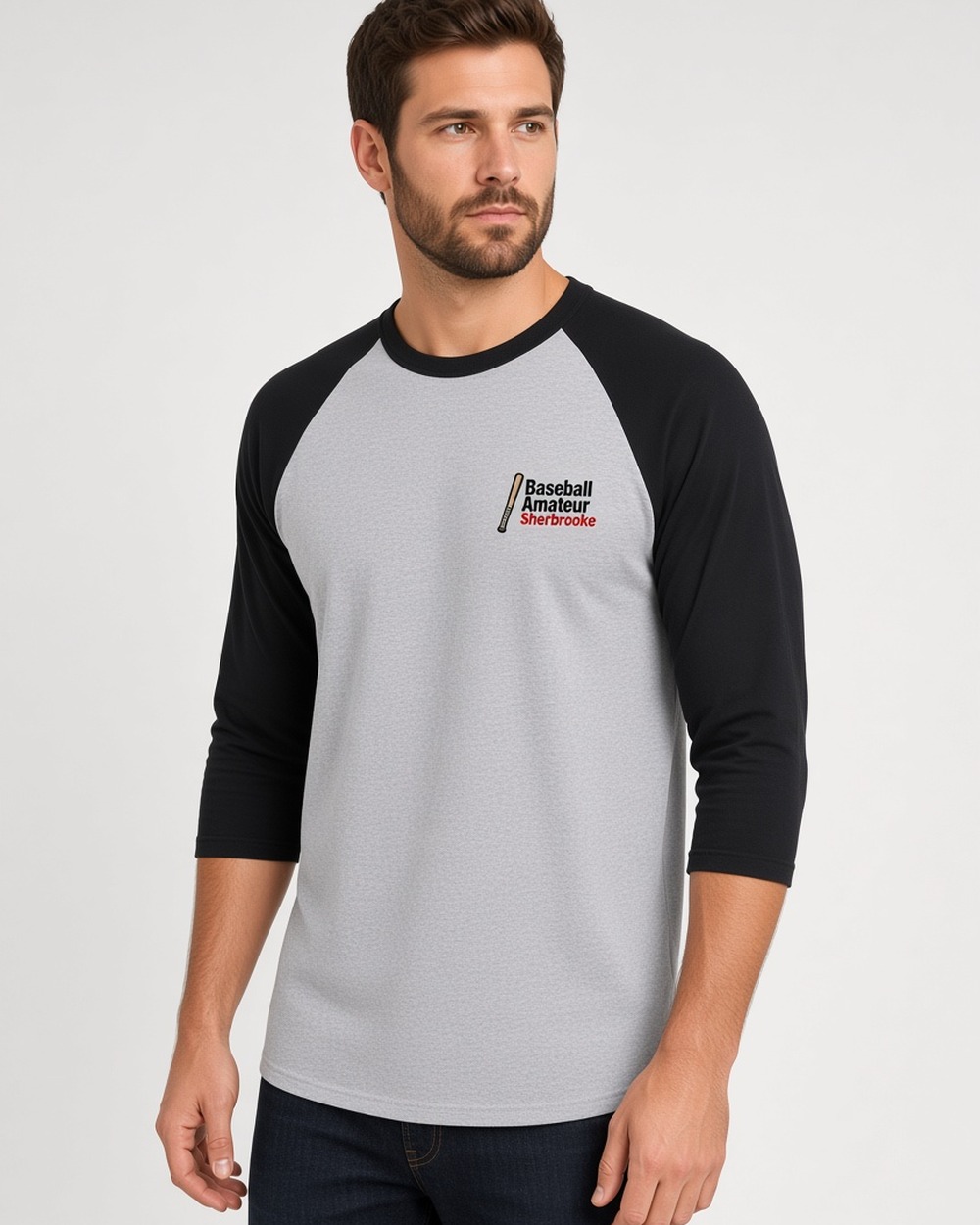 T-shirt raglan à manches trois-quarts Heavy Cotton Gildan 5700 (unisexe) — Sport Grey/ Black