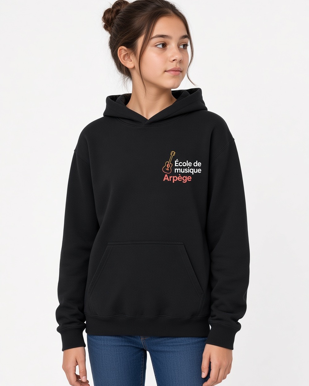 Chandail à capuchon d’épaisseur moyenne Softstyle Gildan SF500B (jeunes) — Black