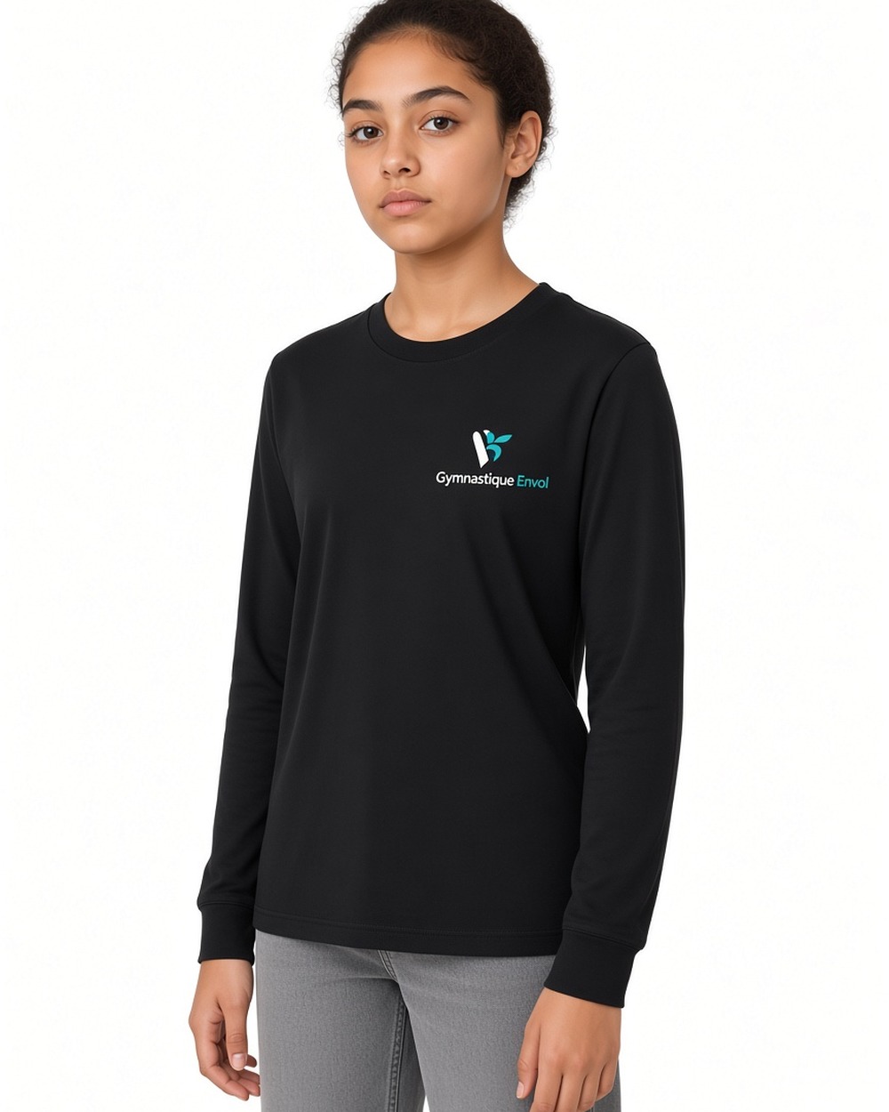 T-shirt à manches longues en coton Next Level 3311 (jeunes) — Black