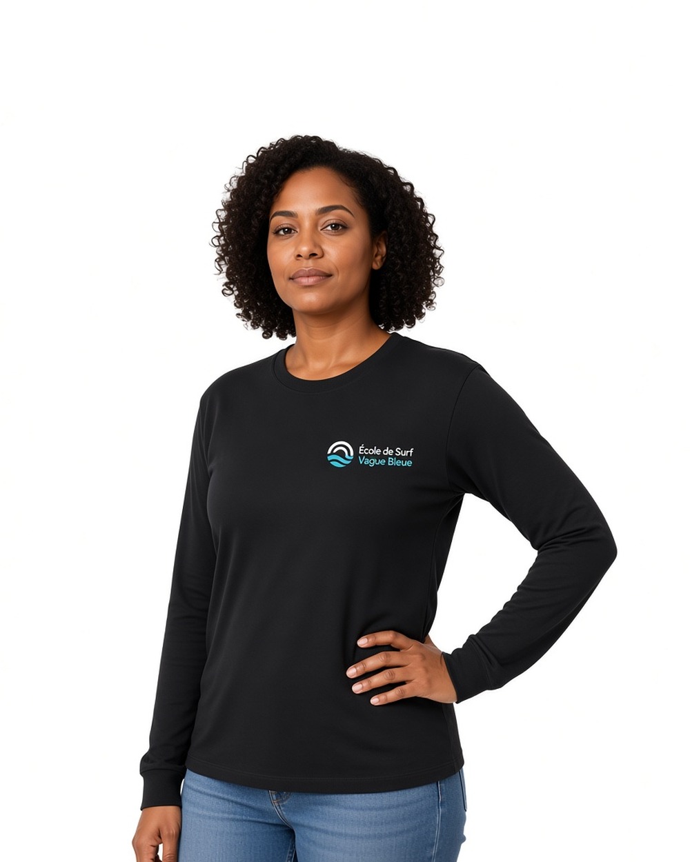 T-shirt à manches longues décontracté en coton Next Level 3911 (femmes) — Black